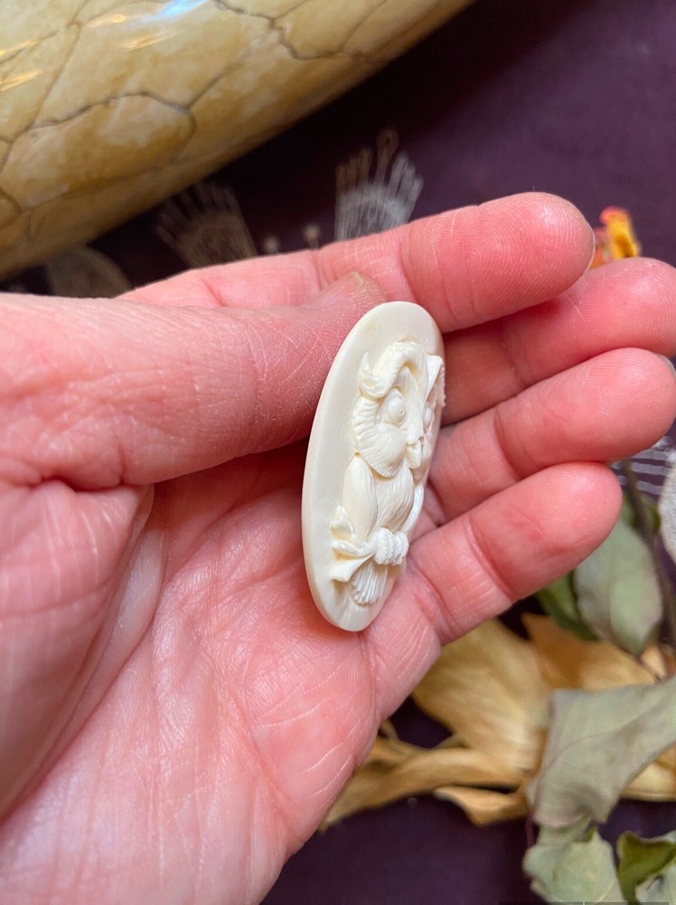 Bovine Bone Owl Carving, Ethically Sourced Cow Bone