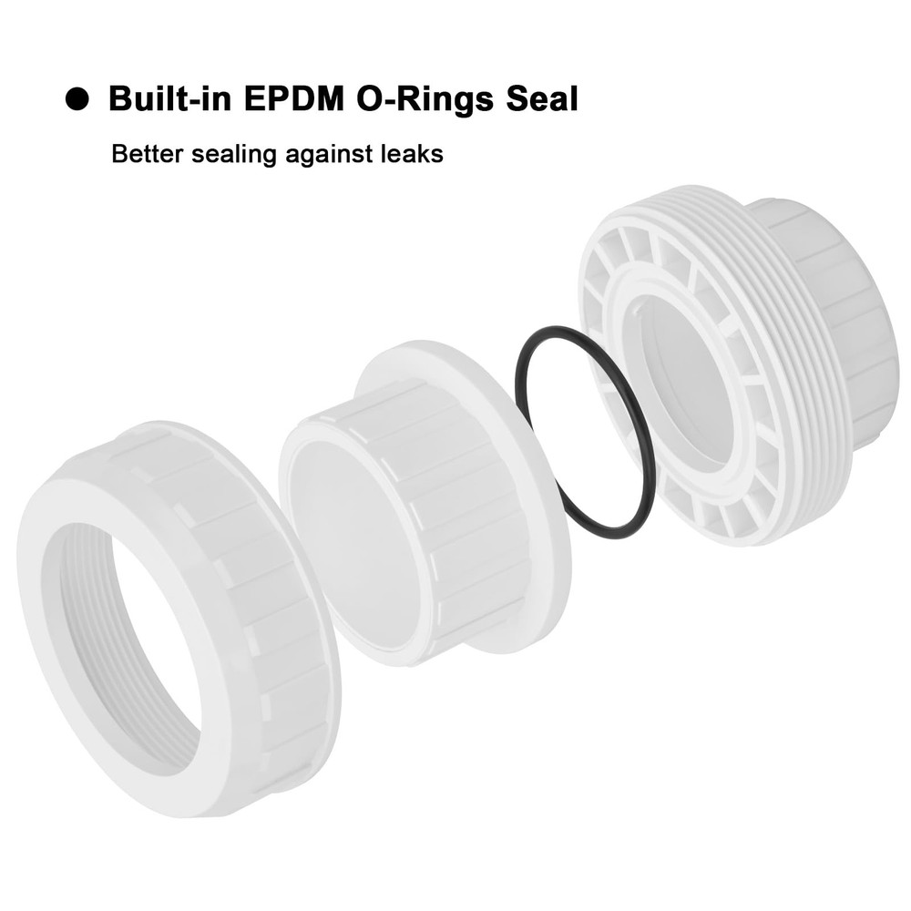 3" PVC Union Coupling Pipe Fitting (Socket x Socket) 3Inch 3Inch, White