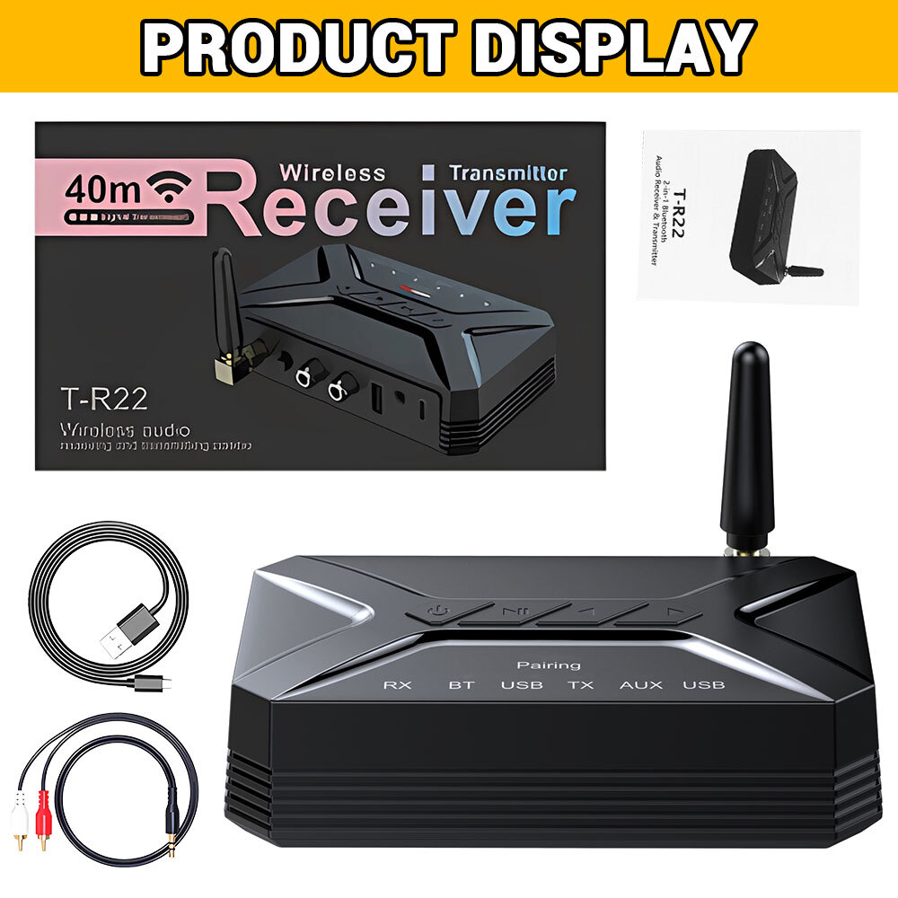 Bluetooth 5.1 Transmitter Receiver Long Range for TV Home Stereo Audio Adapter*