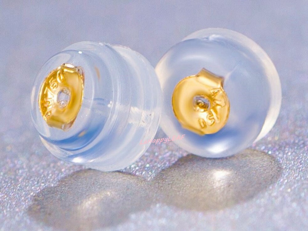 18K Yellow White Rose Gold Earring Backs Silicone Padded Ear Stud Secure Grip