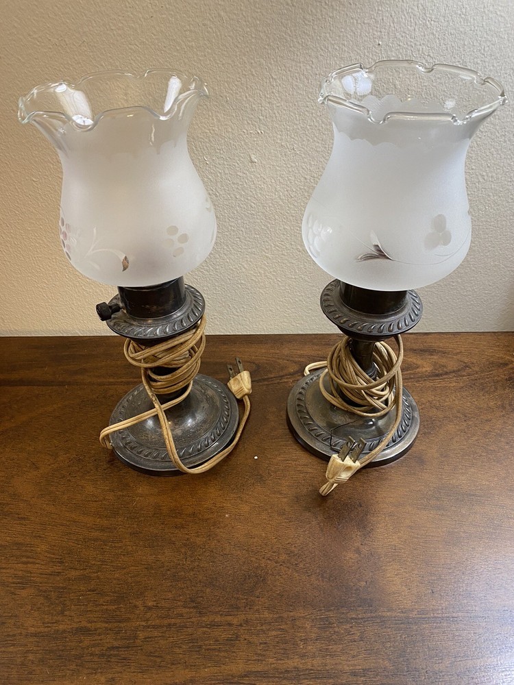 SILVER Plated CANDLELIGHT LAMPS WITH SHADES
