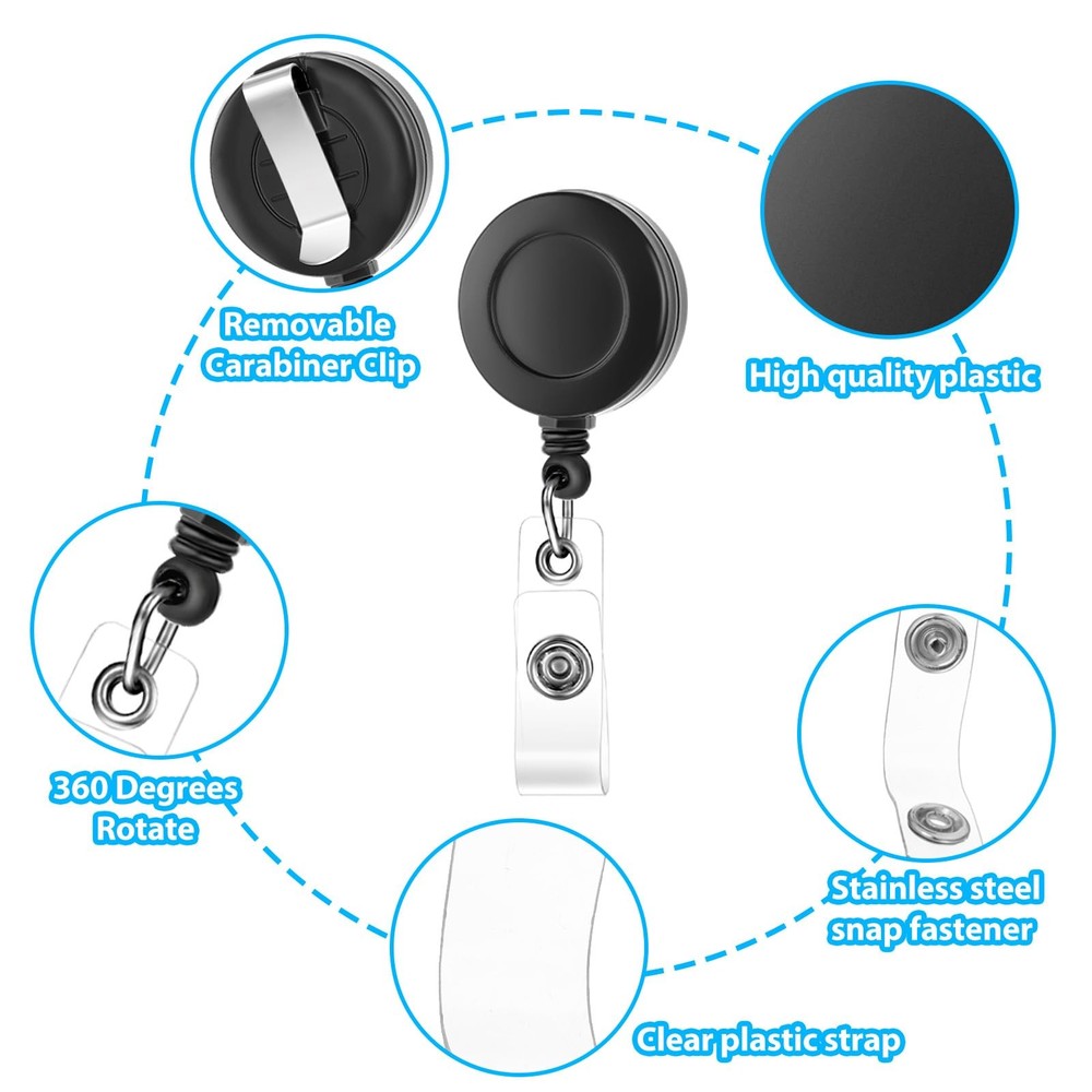 TIESOME 2Pack Soft Plastic Badge Holders with Retractable Horizontal