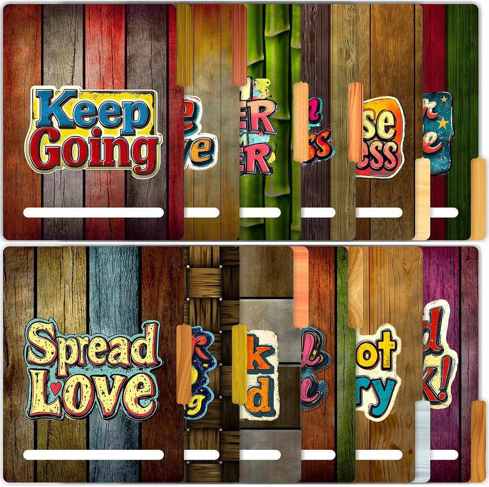 12 Pack Motivational File Folders, 1/3 Cut Tab with Assorted Positions, Letter S