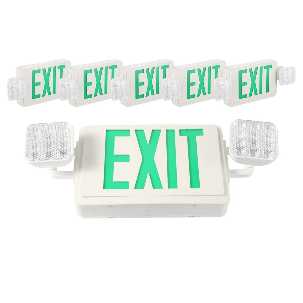 UL List 6 Packs Green Exit Light with Battery Backup Combo Emergency Exit Sign.