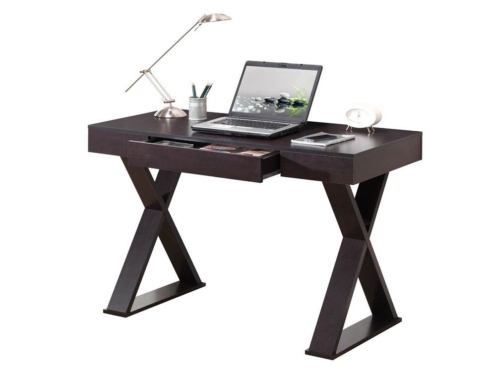 Techni Mobili Trendy Writing Desk Workstation Table with Center Storage Drawer