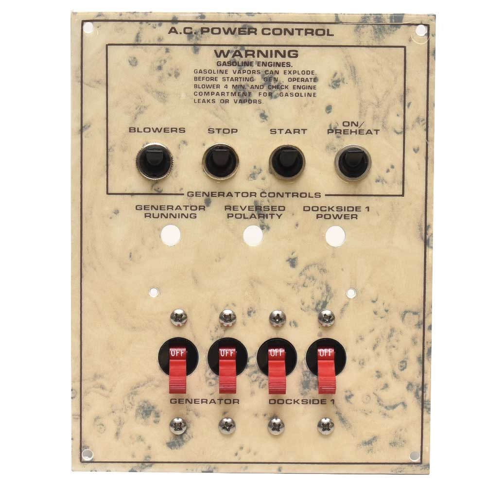 Westerbeke Boat AC Power Generator Control Panel | Aluminum Marble