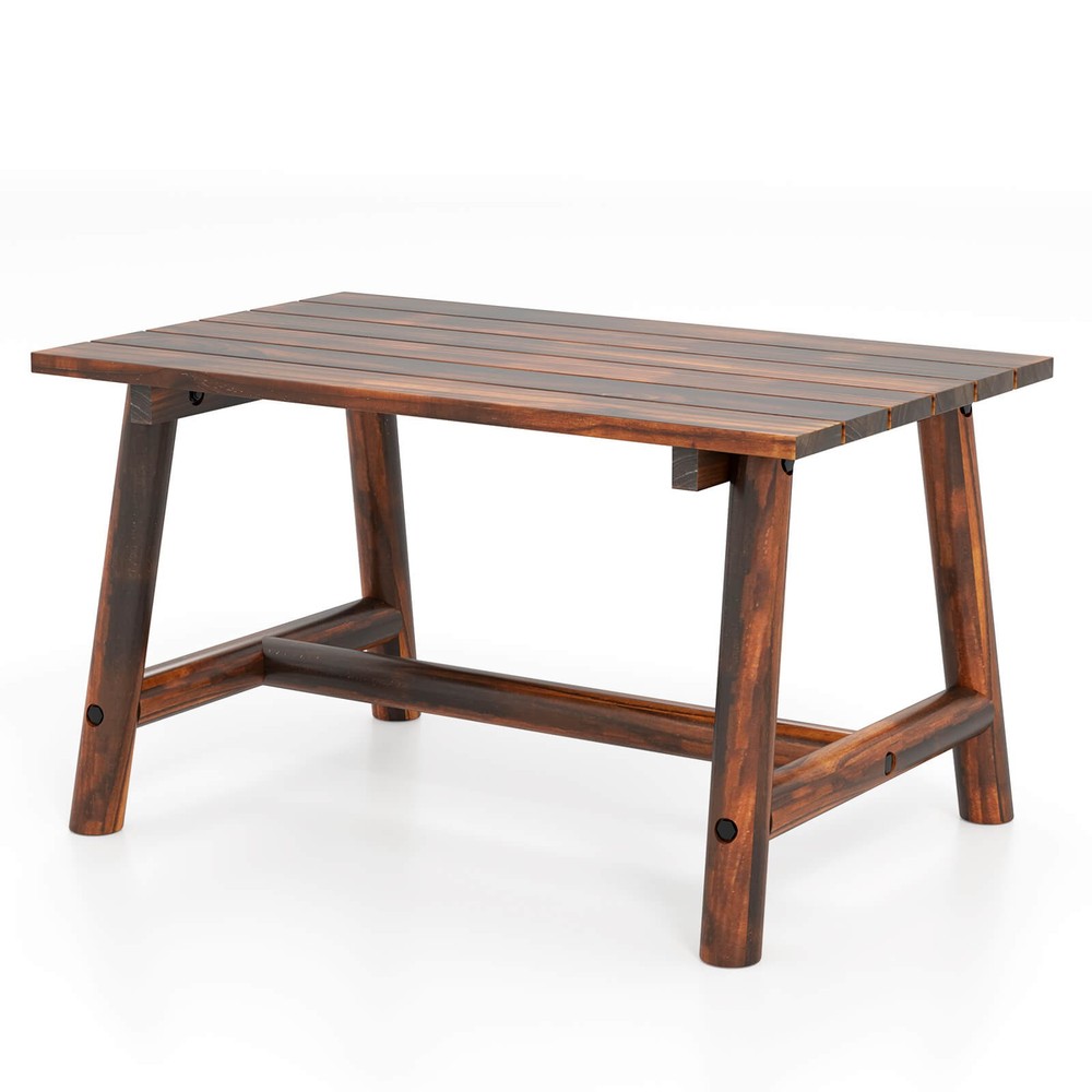 Outdoor Coffee Table with Slatted Tabletop Rectangle Side Table for Garden
