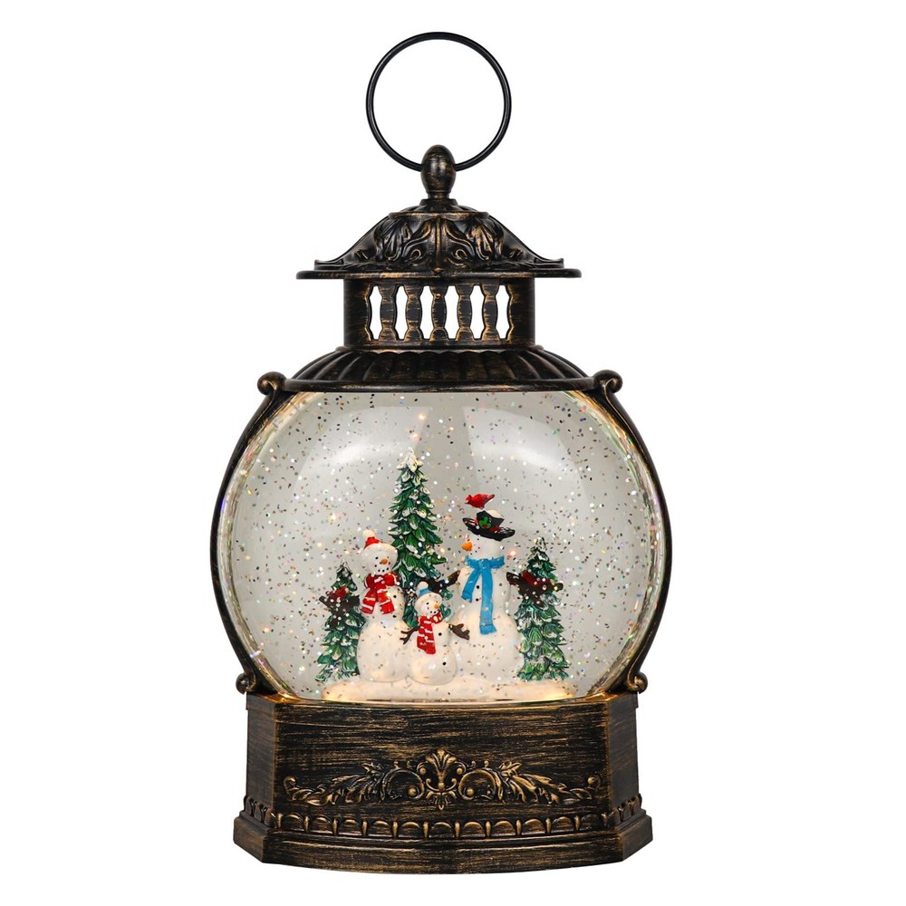 Lighted Christmas Snow Globe Lantern with Timer, 11.2" USB & Battery Operated, S