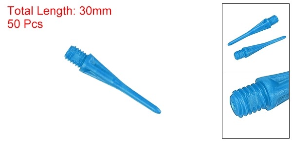 50 Pack Plastic Dart Tips 2BA Thread Soft Dart Tips Plastic Tip Blue