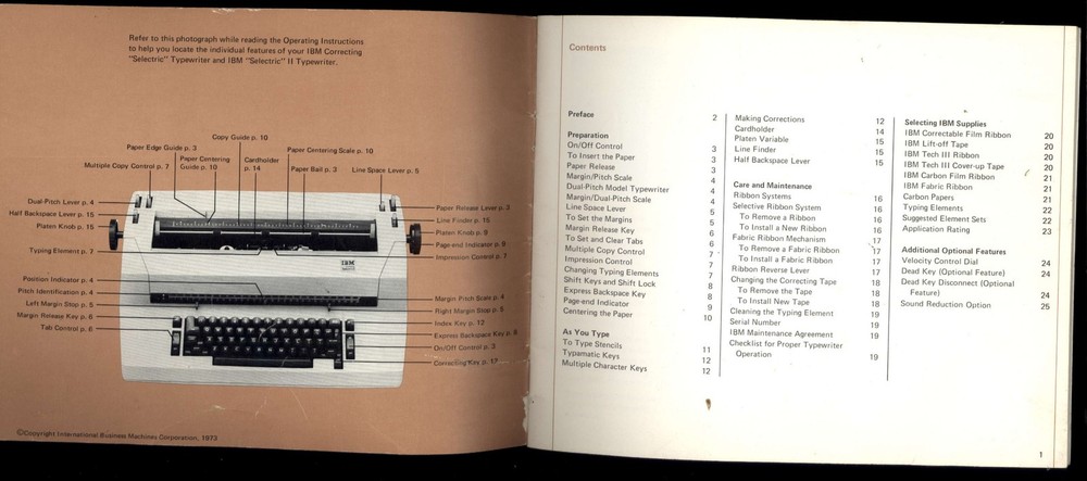 operating instructions for IBM correcting SELECTRIC & SELECTRIC II TYPEWRITER