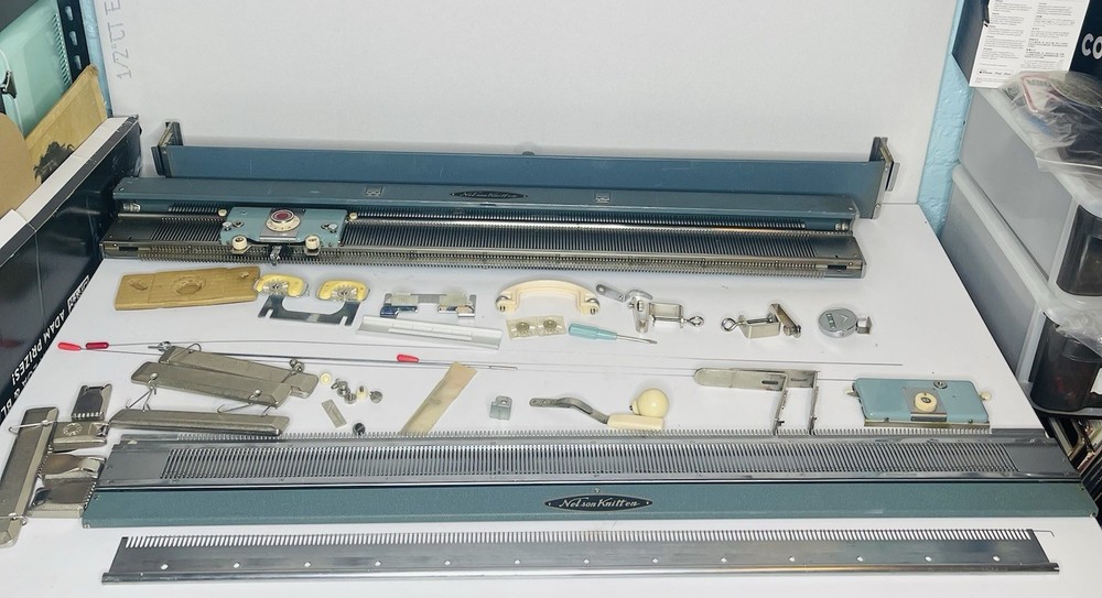 Vintage Nelson Knitter Knitting Machine And Accessories