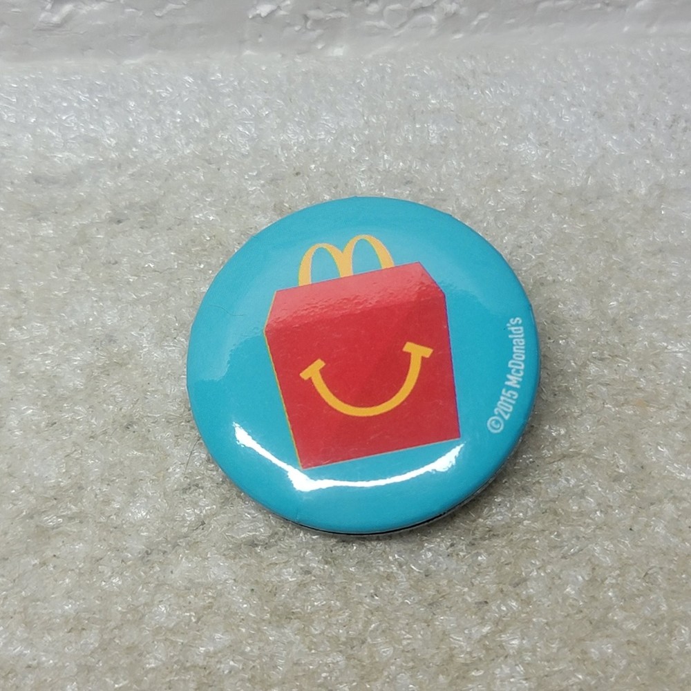 McDonald's Happy Meal Button Pin 2015 Smiley Face Logo