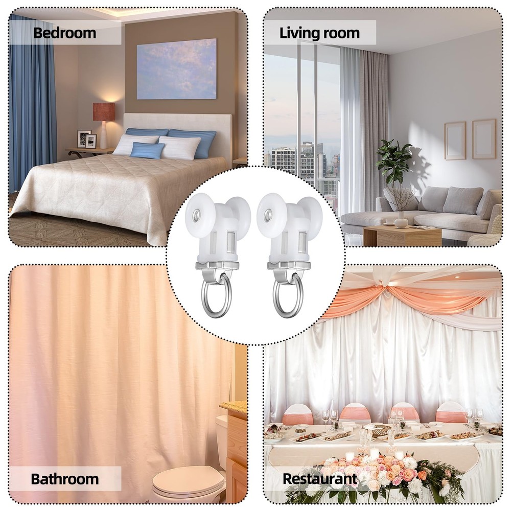 Curtain Track Roller Hooks Rail Pulleys Runners Plastic Ceiling Gliders Windo...