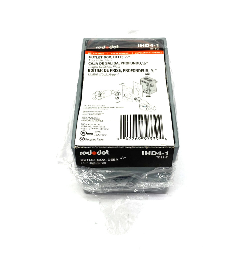 Red Dot IHD4-1 Deep Outlet Box Four Hole 1/2"