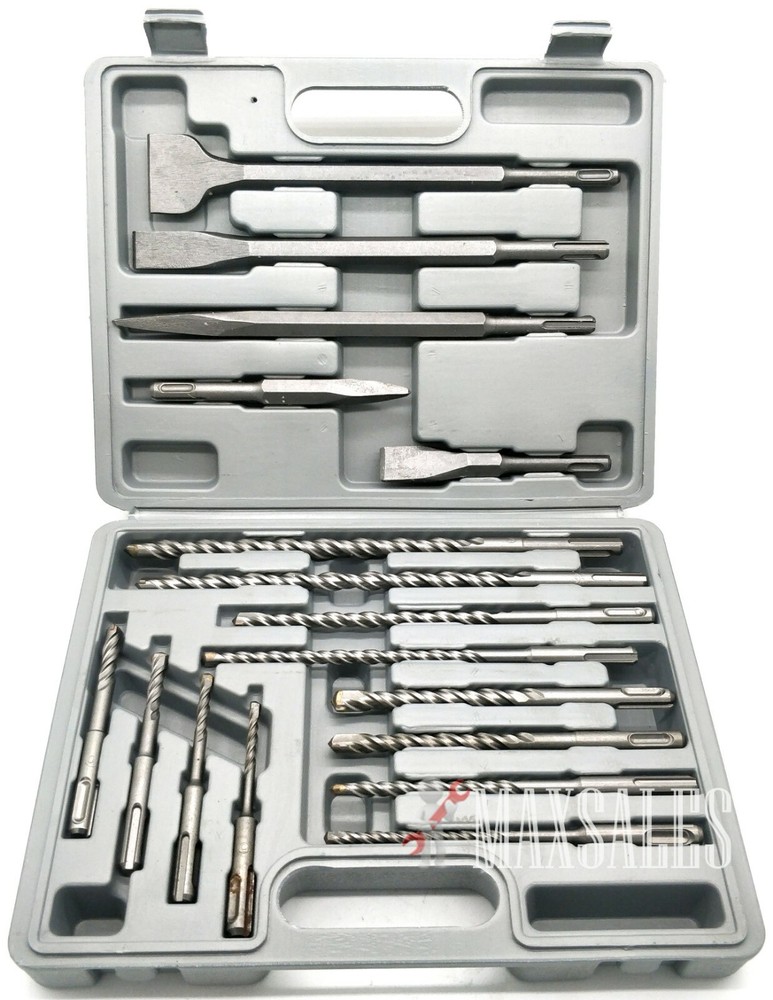 17Pc Drill & Chisel Set SDS Plus Drill Bits & SDS-MAX TO SDS-PLUS Adapter