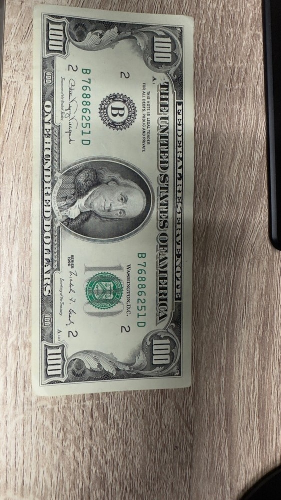 1990 US $100 dollars bill, good condition, B series 
