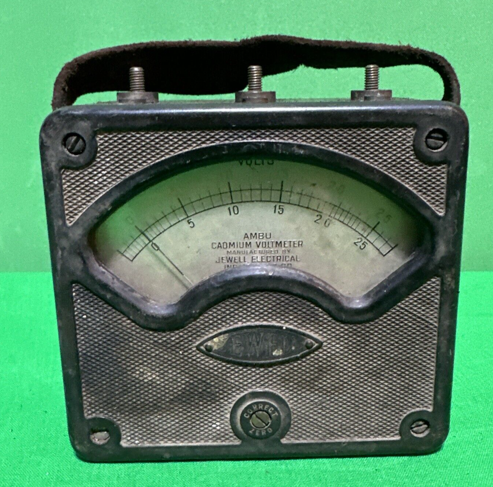 VINTAGE JEWELL ELECTRICAL INSTRUMENT AMBU CADMIUM VOLTMETER Untested