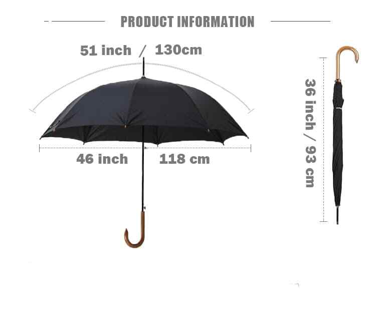 Real Wood Handle Classic Auto Open Stick Umbrella Green