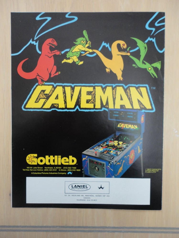 Caveman Pinball Machine Flyer Gottlieb Original Brochure