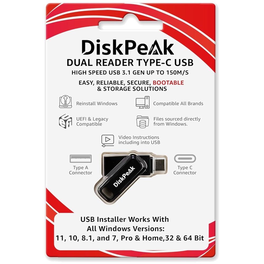 Effortless Windows Installation USB - Supports 32 & 64 bit with Utilities