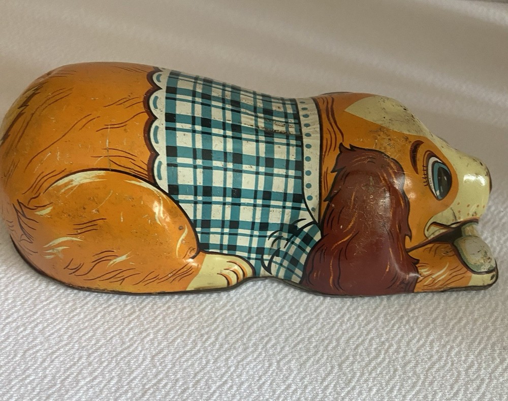 Vintage Tin Toy Dog Pull Back Japan