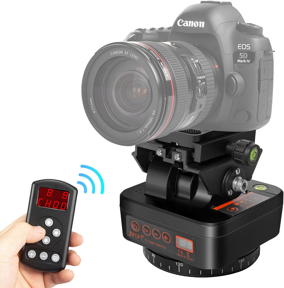 Pan Tilt Camera Mount, Motorized Tripod Head with Remote Control and Mobile Phon