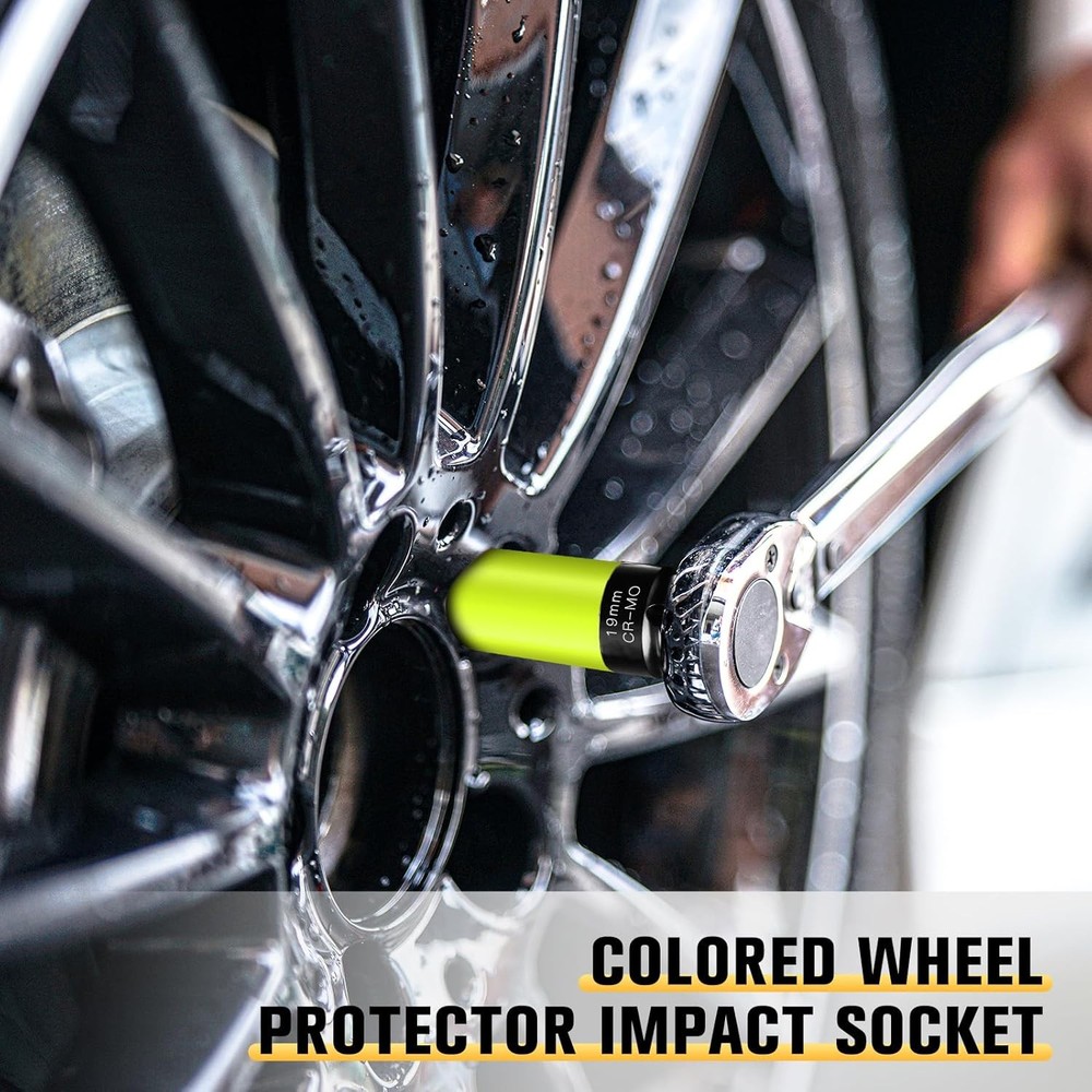 19mm 1/2" Drive Wheel Protector Impact Socket Non-Marring Lug Nut Thin Wall Deep