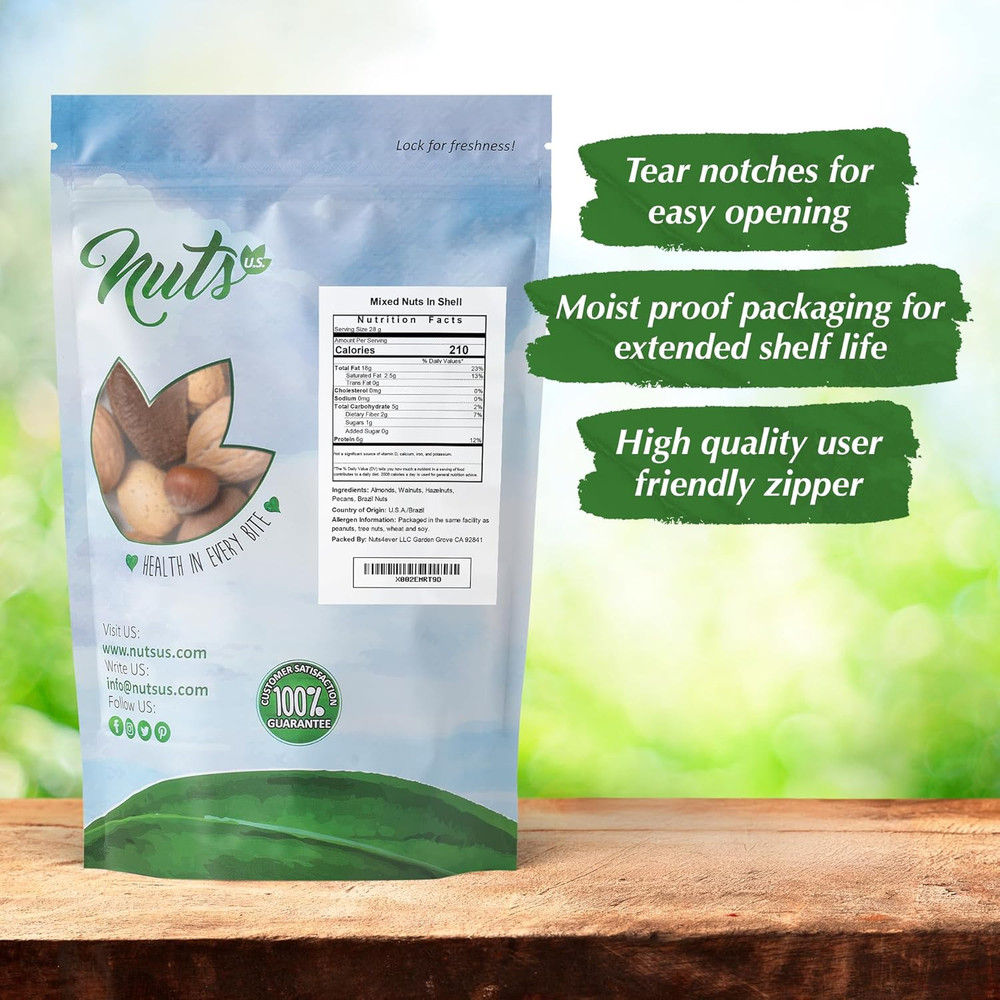 NUTS U.S. – Mixed Nuts in Shell (Almonds, Walnuts, Hazelnuts, Pecans) | No Added