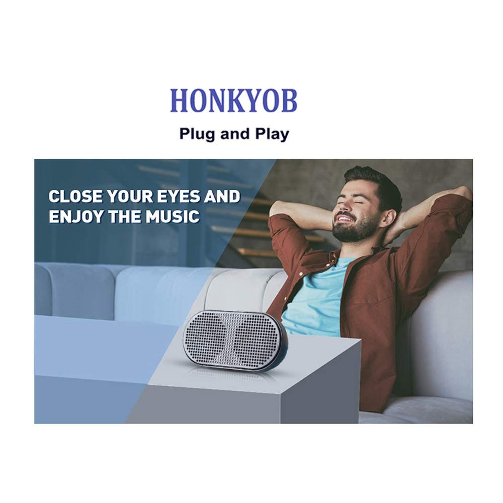 HONKYOB USB Mini Speaker Computer Powered Stereo H002, Black
