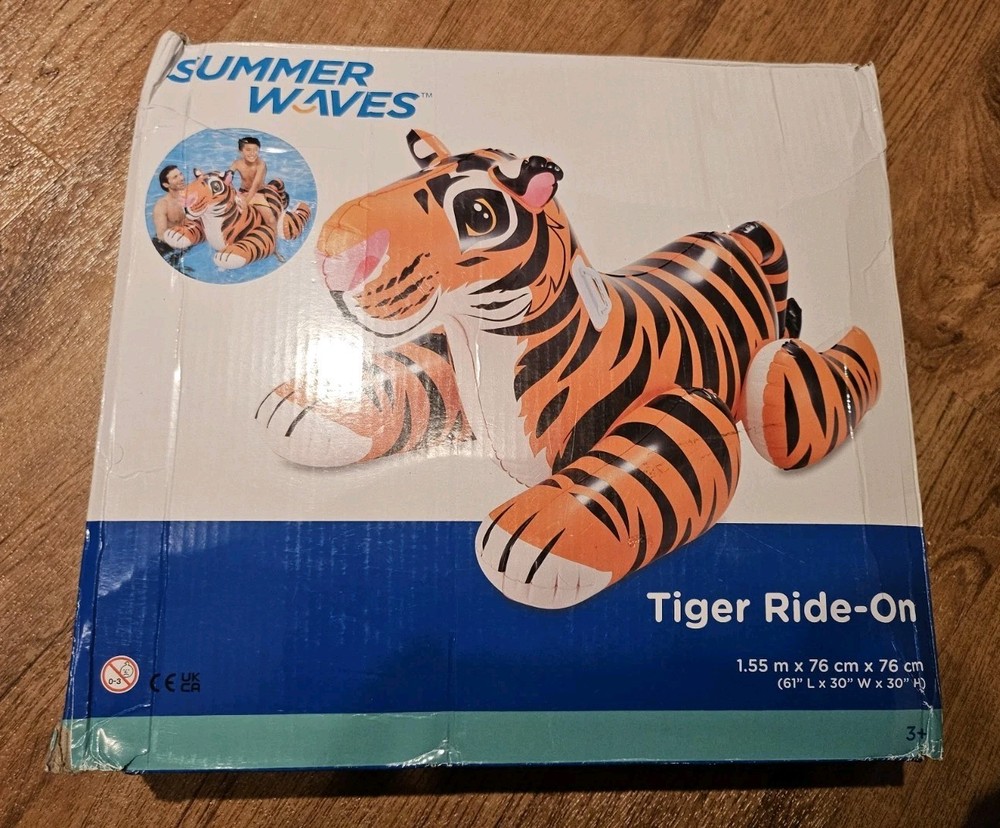 Summer Waves Inflatable Tiger Ride On NIB
