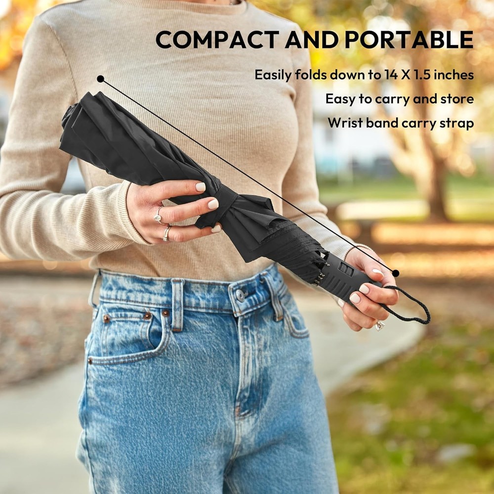 Weather Station Automatic Rain Umbrella, Windproof, Lightweight, and...