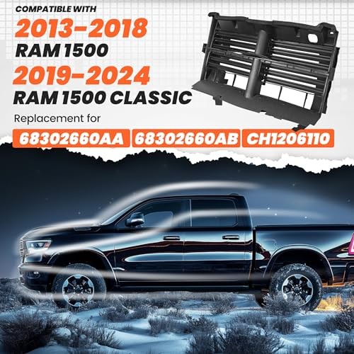Active Grille Shutter Assembly w/o Actuator Compatible with 2013-2018 Ram