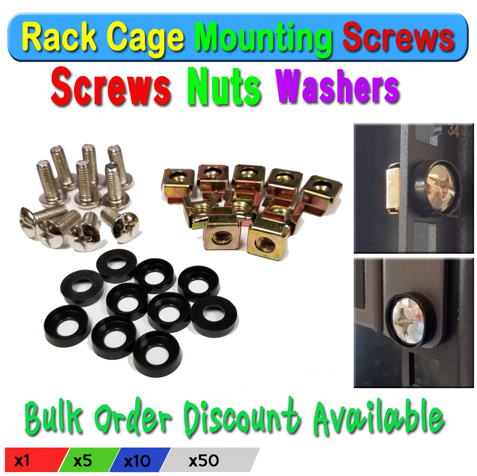 Rack Cases Mount Hardware Nuts & Bolts Screws Kit Clips + Protective Washer