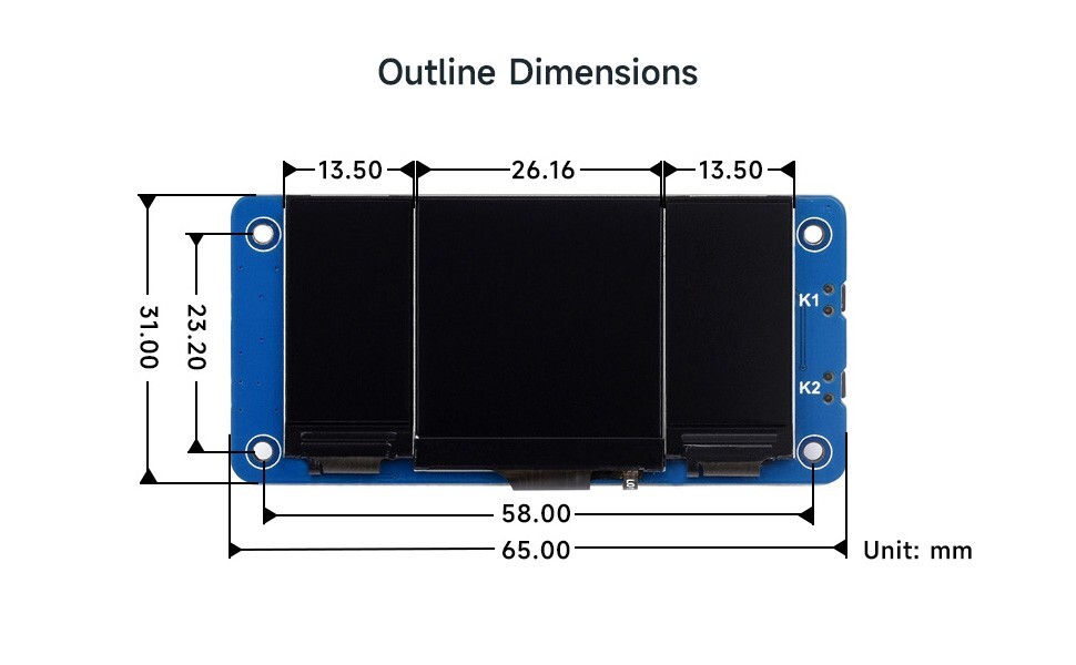 Waveshare Triple LCD HAT For Raspberry Pi, Onboard 1.3inch IPS LCD Main Screen