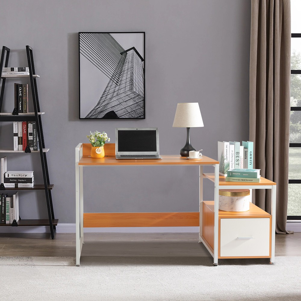 Triamine Particleboard White Iron Pipe Cabinet with Drawer Wireless Charging