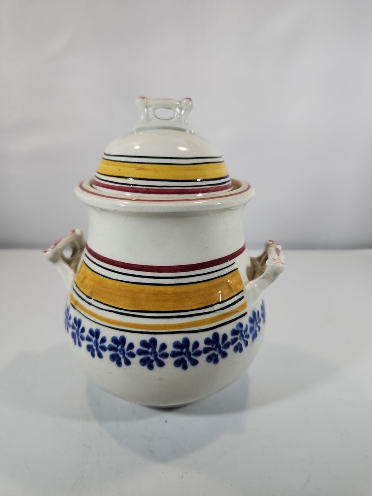 Soft Paste Covered Sugar Bowl Hand Painted England