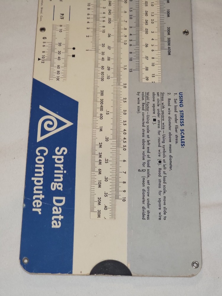 Vintage Spring Weight Calculator 1960 Sprind Data Computer Associated Spring Co