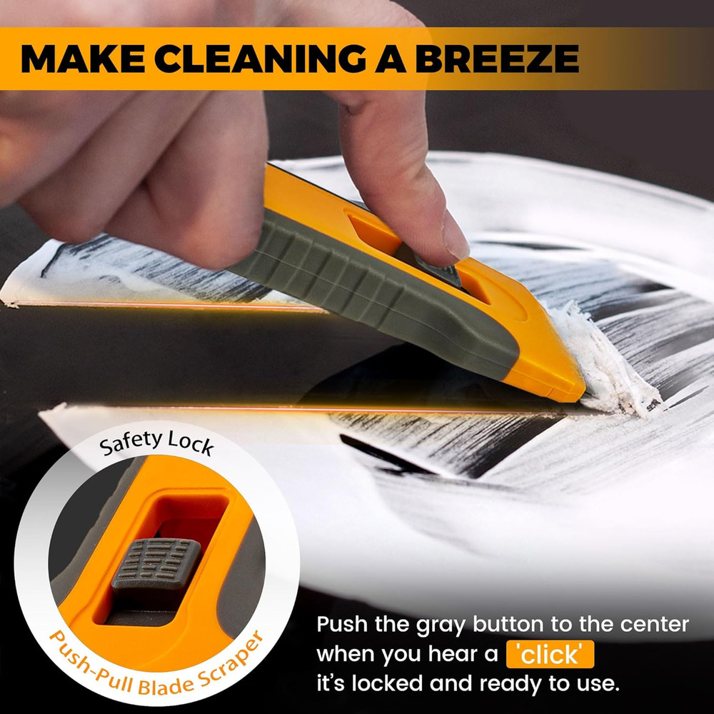 Razor Blade Scraper Tool with 15Pcs Extra Blades, Cleaning Razor Scraper for Gla