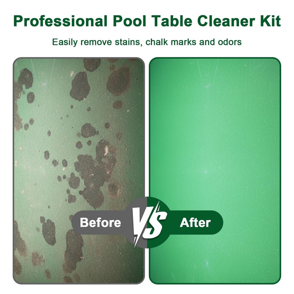 8pcs Pool Table Cleaning Kit - Powerful Cleaner Quickly Breaks Down Chalk & S...