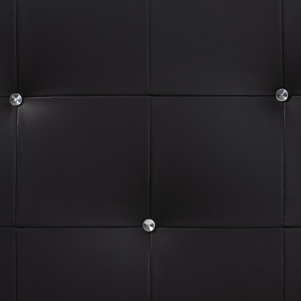 Pemberly Row Modern Faux Leather Tufted Full Panel Headboard in Black