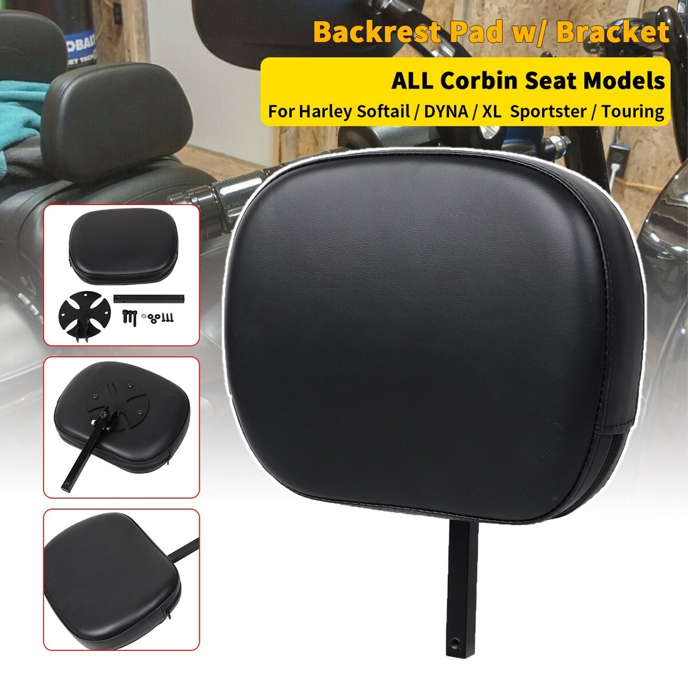 Adjustable Removable PU Leather Driver / Passenger Backrest Back Rest For Harley