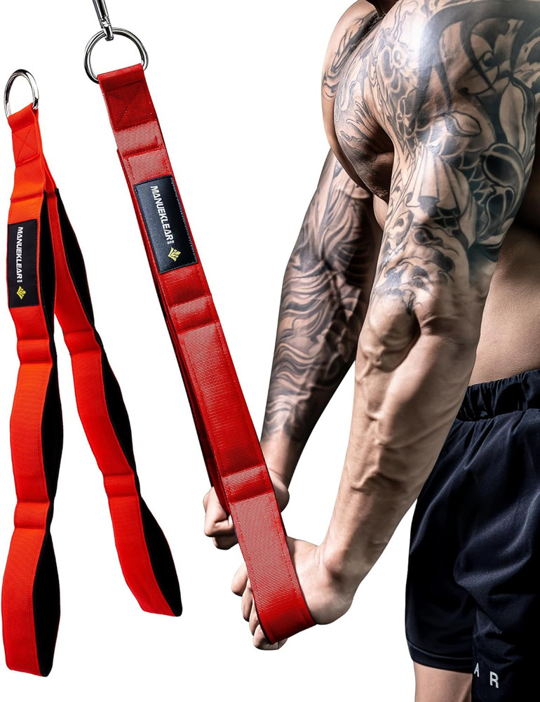 Tricep Rope Cable Attachment Handles Gym Pull Down Pushdown Face Pull, Red