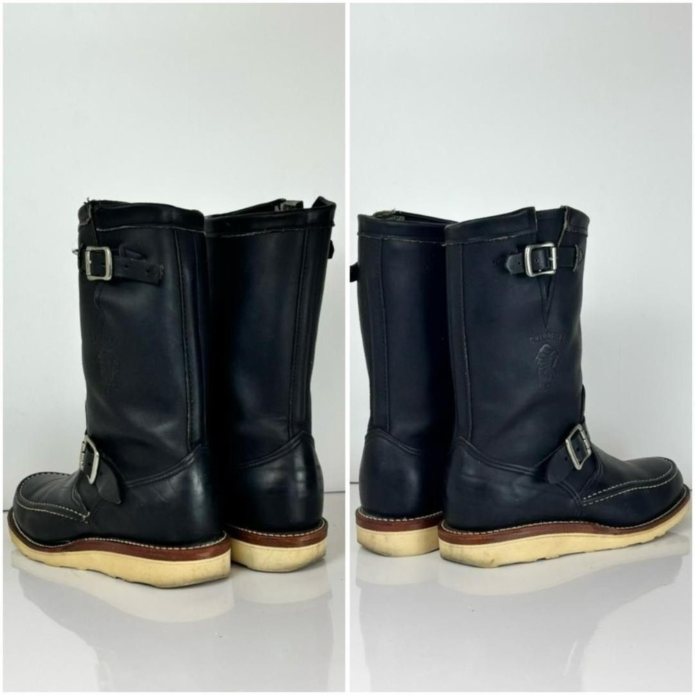 Chippewa Boots 97878 Leather Black Moc Toe Engineer Boots Size 7E