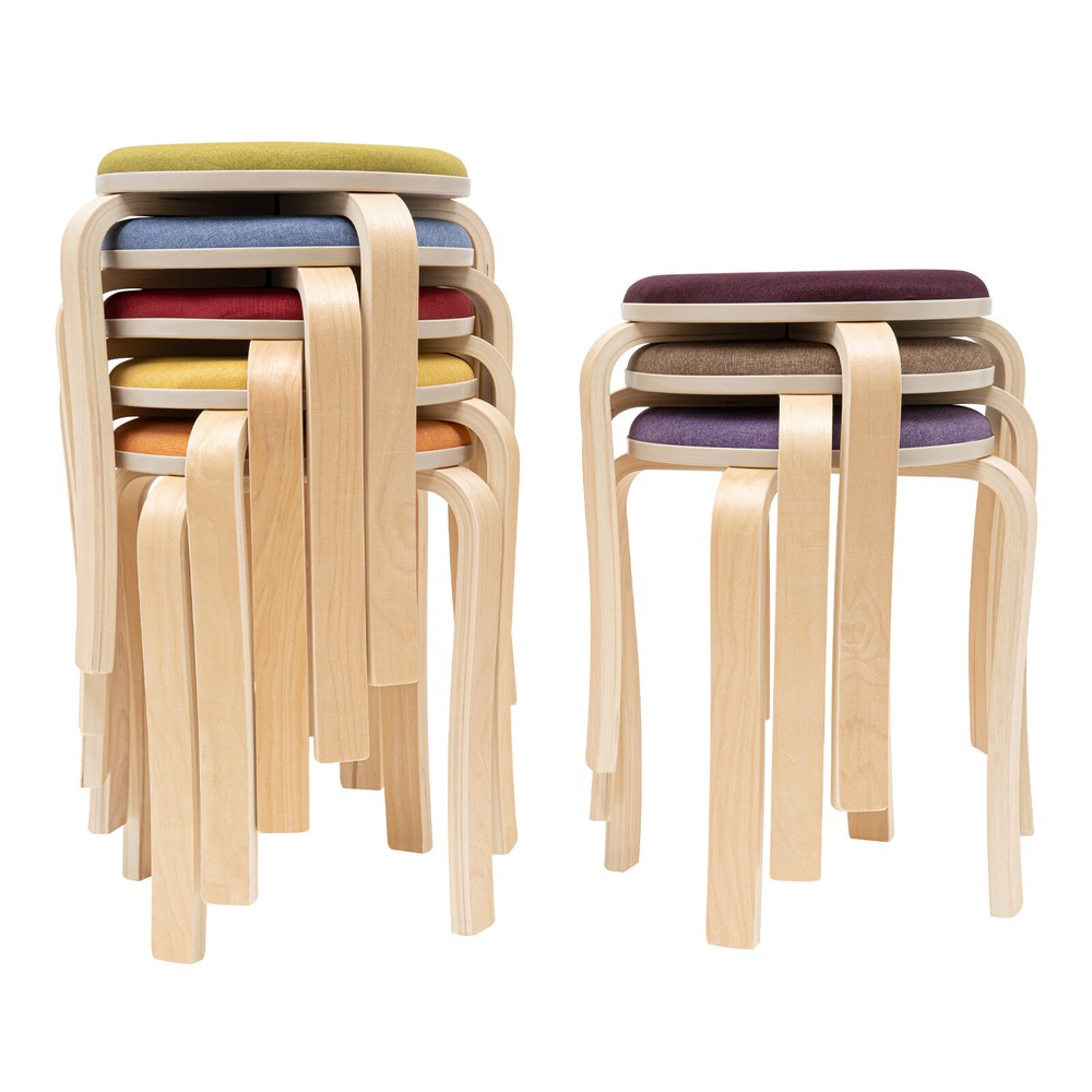 Stackable Stools, Stackable Round Stools, Set of 8 Stacking Wooden Stools NEW