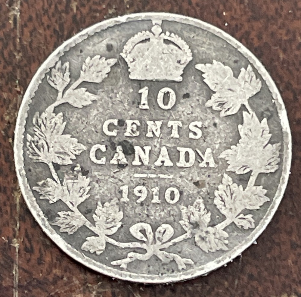 CANADA 1910 10 CENTS SILVER VERY NICE CONDITION L90