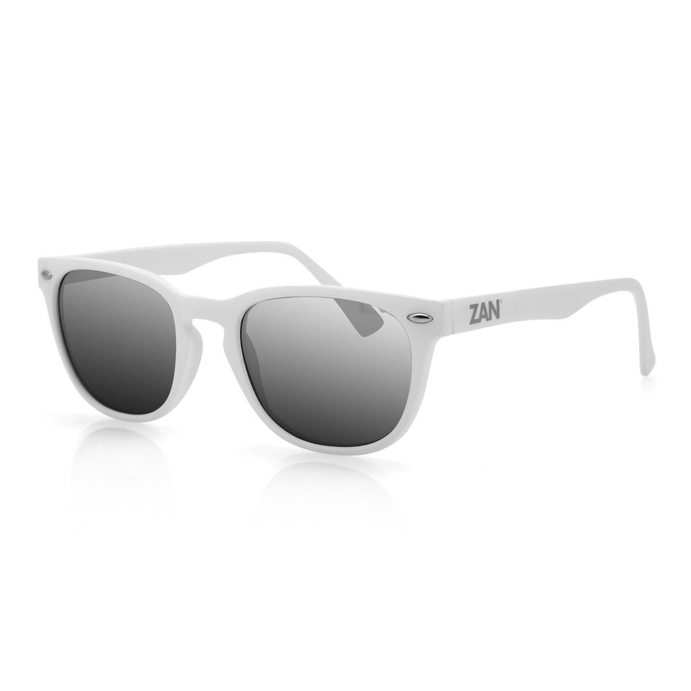 Zan® NVS Sunglass Matte White Frame Smoked Reflective Lens