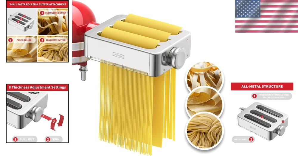 All Metal Pasta Maker Attachment for KitchenAid: Create Authentic Pasta Easily