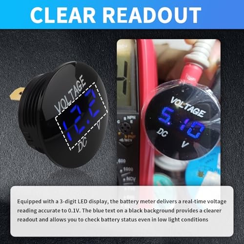 Volt Meter 12 Volt,LED Digital Display Car Battery Voltage Meter with 2PCS