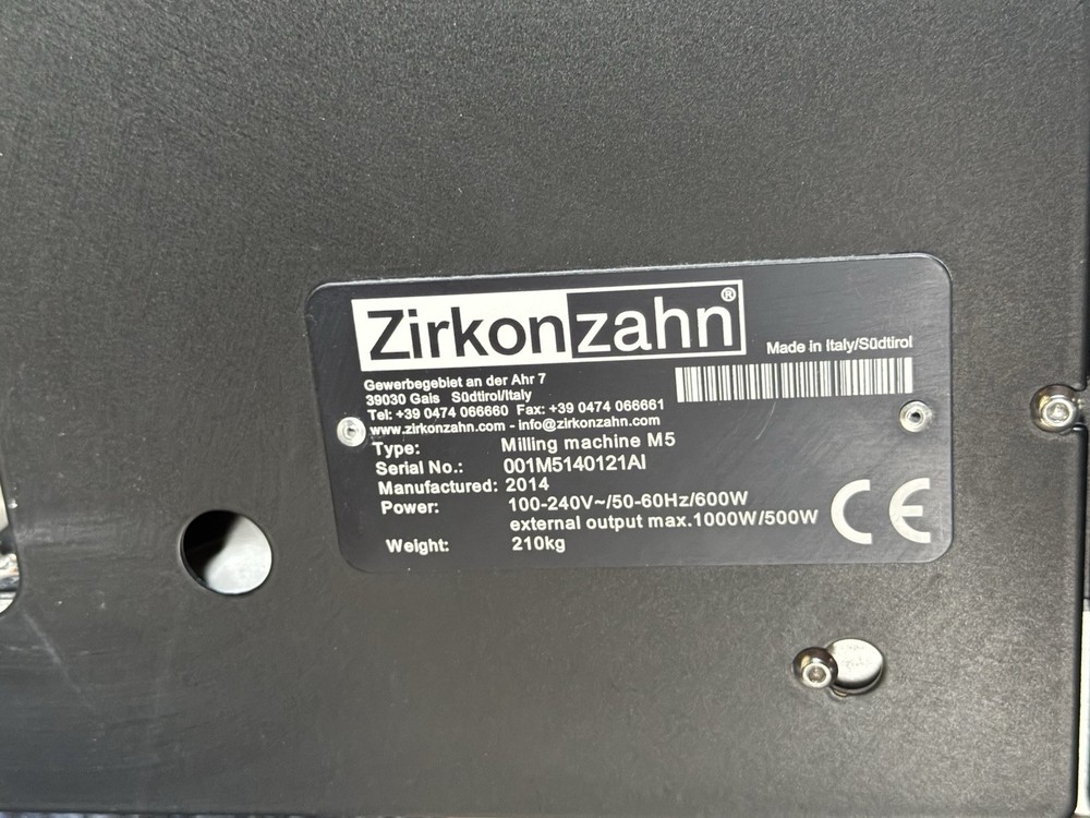 ZIRKONZAHN MILLING UNIT M5 & CPU (NO DONGLES/READ/WORKING)