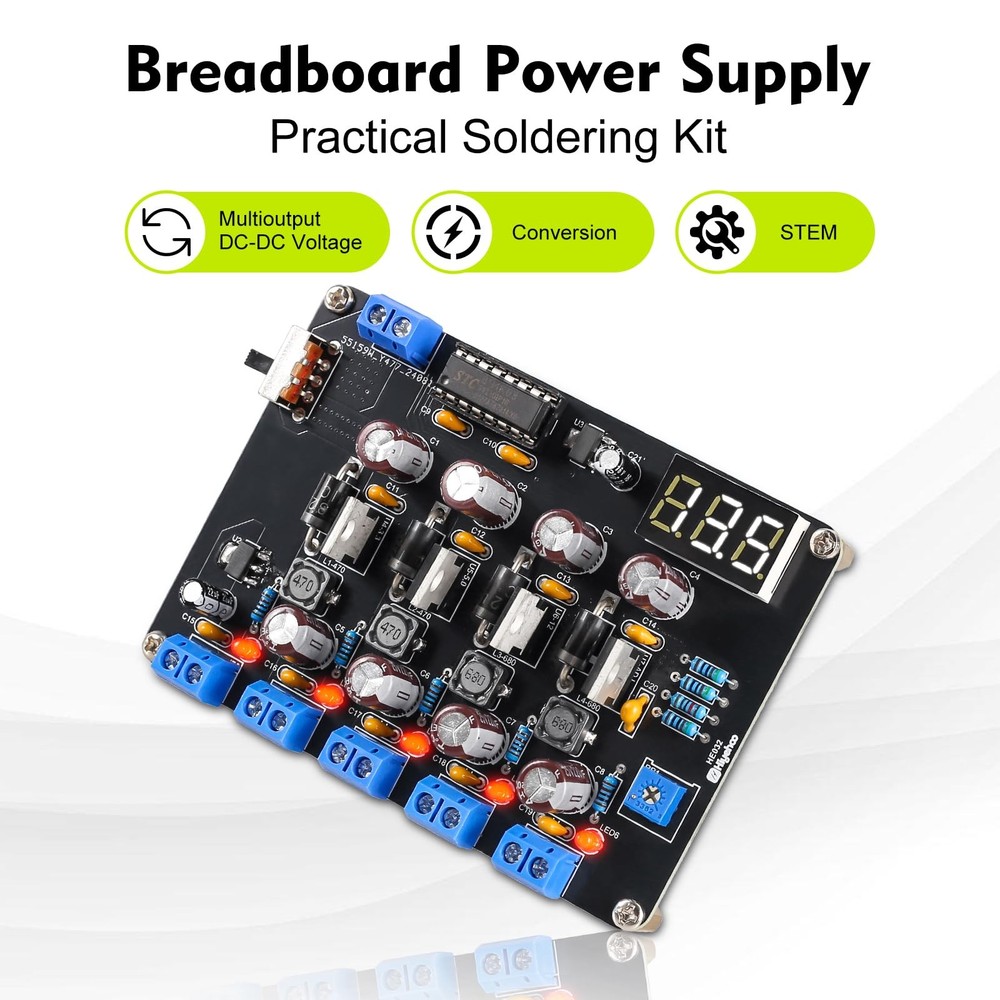 DIY Power Module Soldering Kit, LM2596, Adjustable Voltage, 1.5V, 3.3V, 5V